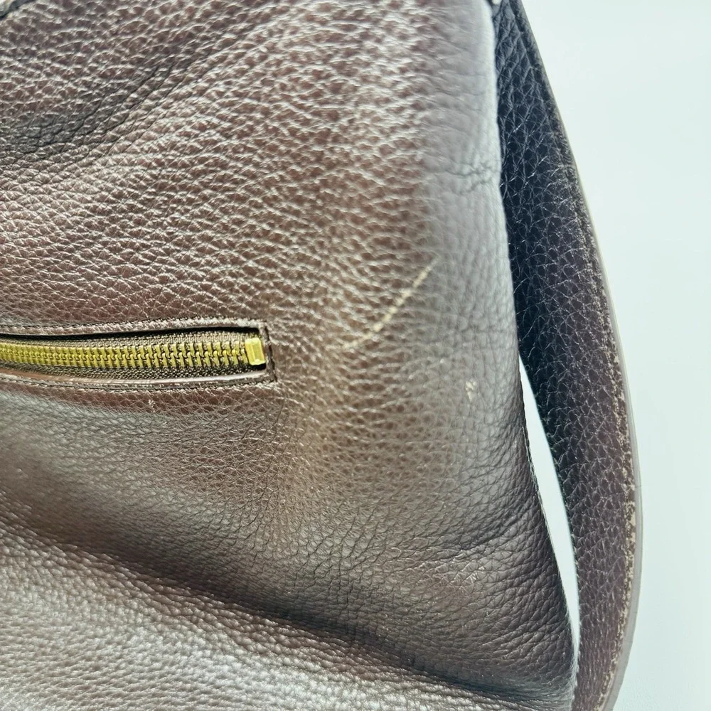 Talbots Leather Shoulder Bag Womens One Size Brown‎ Hobo Purse Zip Classic